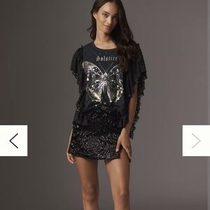 Anthropologie Pilcro Black Butterfly Short Sleeve Tee